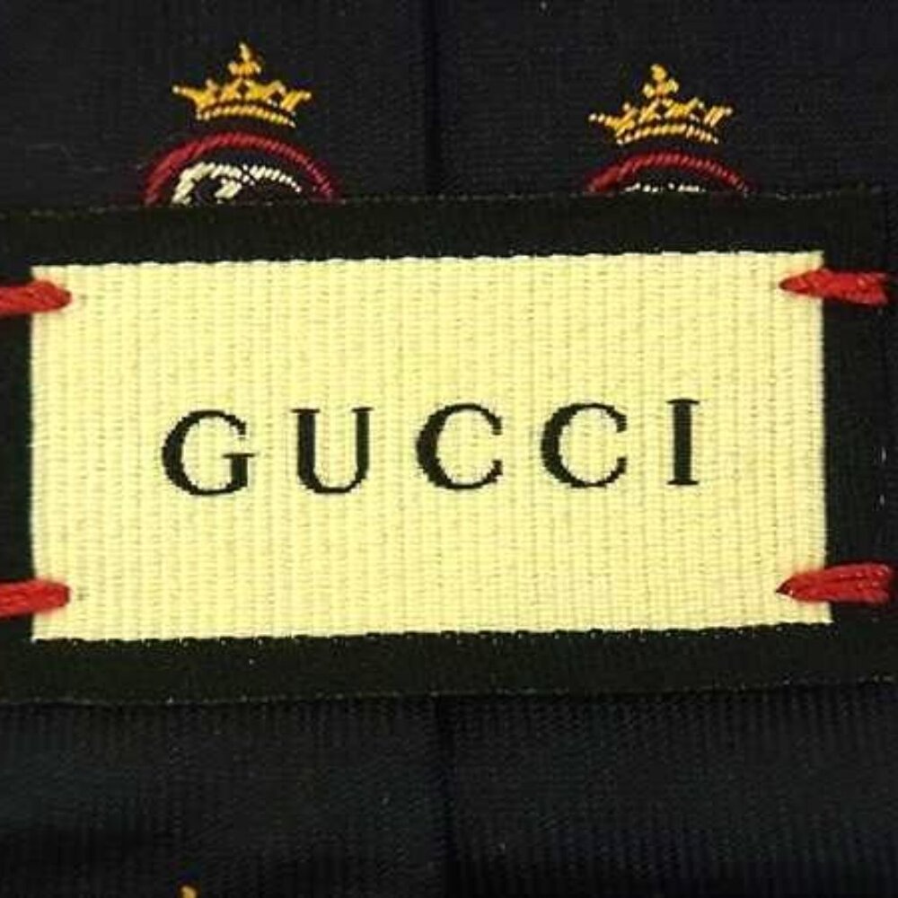 Gucci 100% Silk Necktie Gentlemen Business Navy Az4169 - Picture 3 of 5